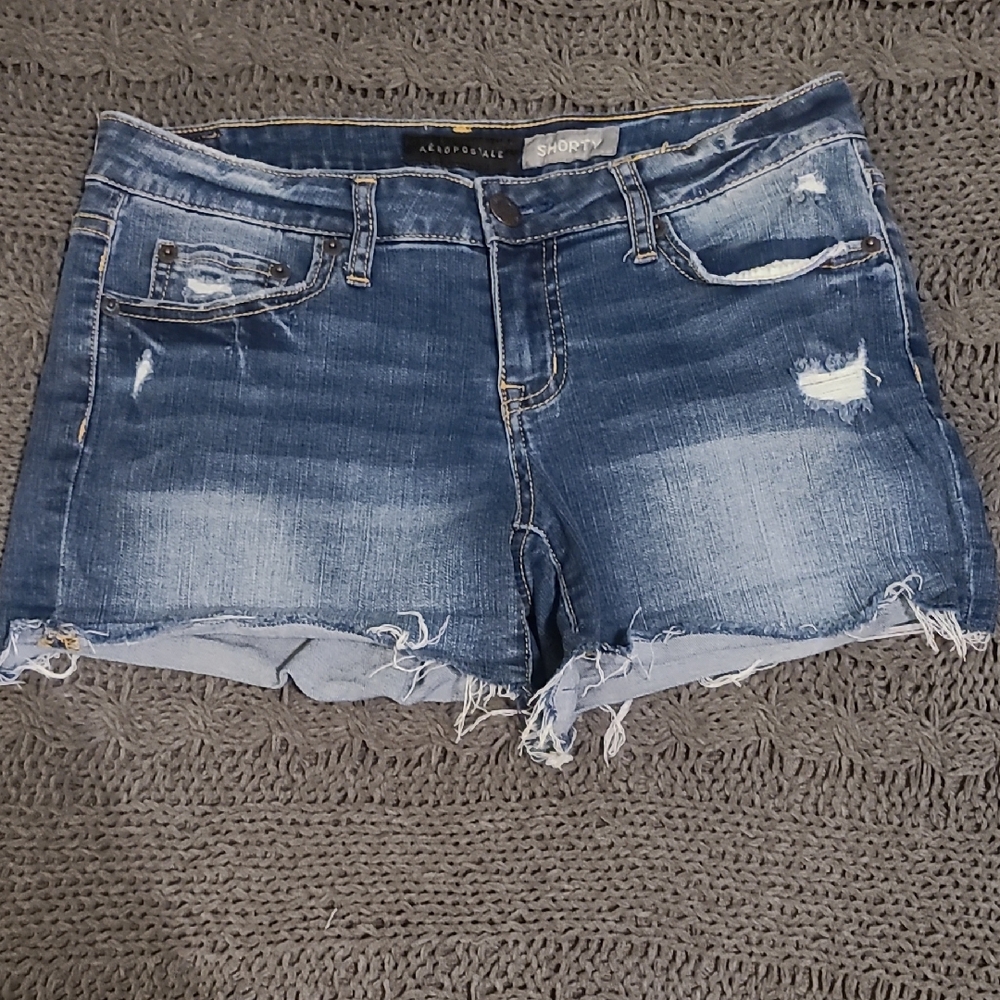 AEROPOSTALE Blue Distressed Denim Shorts